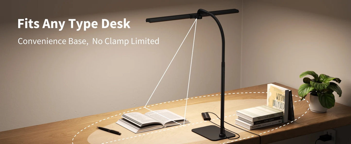 LED Desk Lamps for Home Office Tall Desk Light with Base Flexible Gosseneck Adjustable Height 5-Level Dimmable Brightness