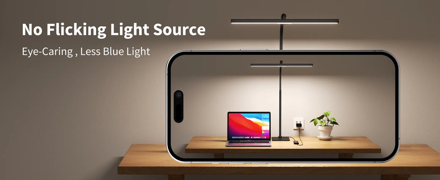 LED Desk Lamps for Home Office Tall Desk Light with Base Flexible Gosseneck Adjustable Height 5-Level Dimmable Brightness