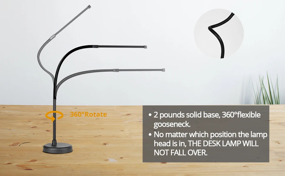 A LOOPITYS LED Desk Lamp, Swing Arm Architect Task Lamp with Long Flexible Gooseneck, 3 Color Modes, and USB Adapter