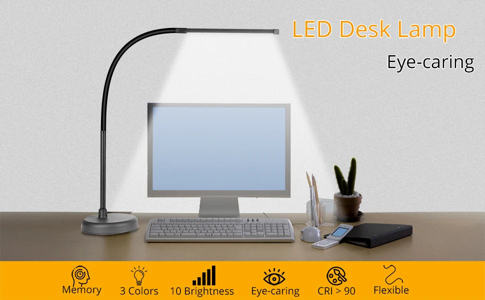 A LOOPITYS LED Desk Lamp, Swing Arm Architect Task Lamp with Long Flexible Gooseneck, 3 Color Modes, and USB Adapter