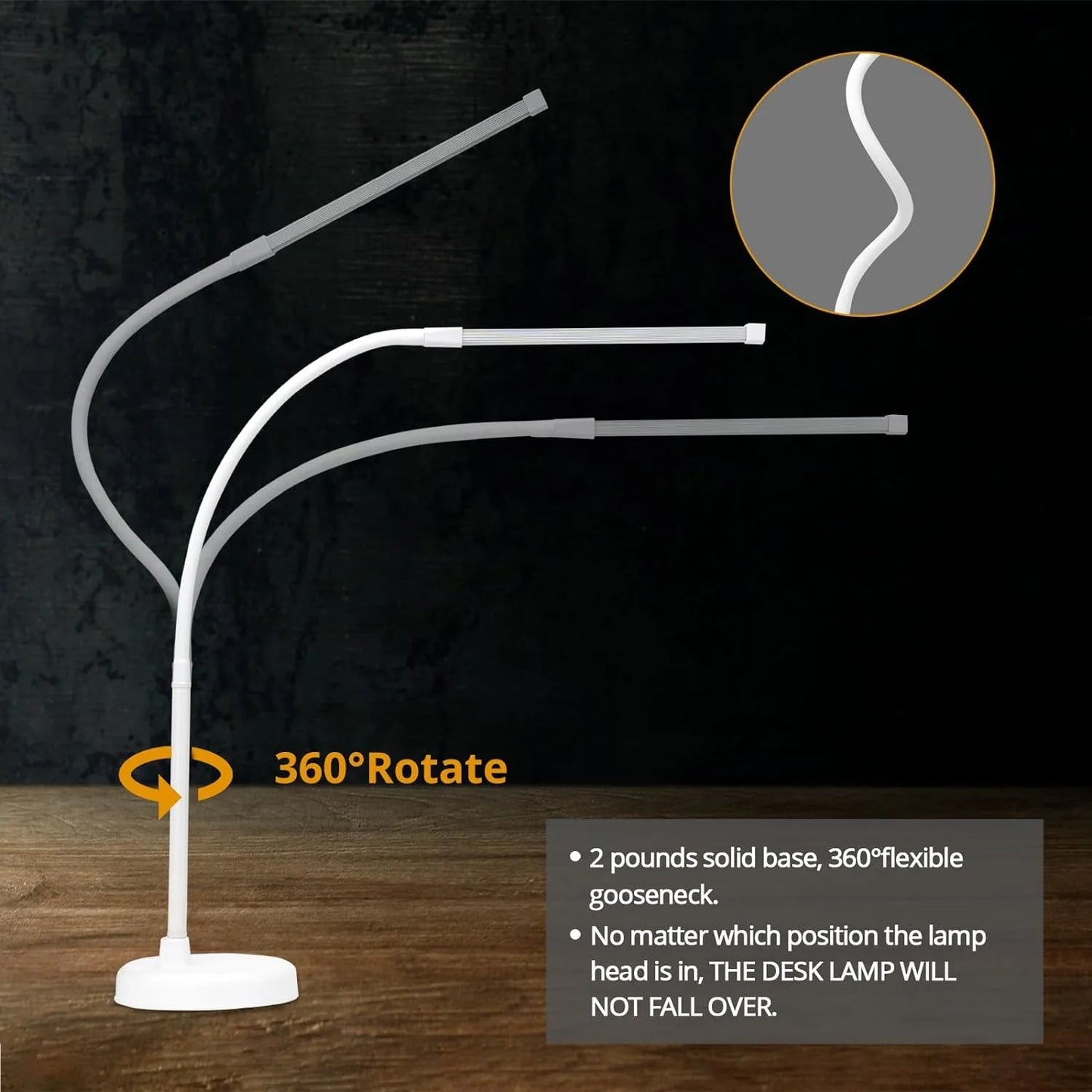 A LOOPITYS LED Desk Lamp, Swing Arm Architect Task Lamp with Long Flexible Gooseneck, 3 Color Modes, and USB Adapter