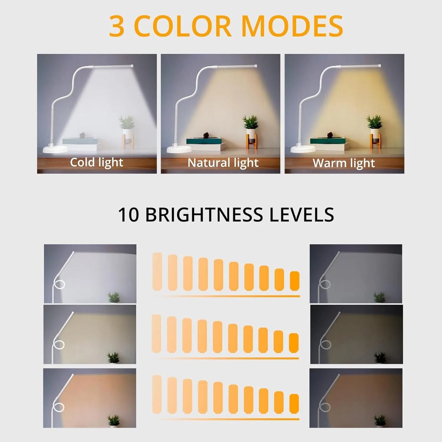 A LOOPITYS LED Desk Lamp, Swing Arm Architect Task Lamp with Long Flexible Gooseneck, 3 Color Modes, and USB Adapter